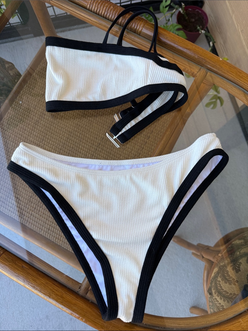 Commense White Bikini Set with Black Contrast Trim